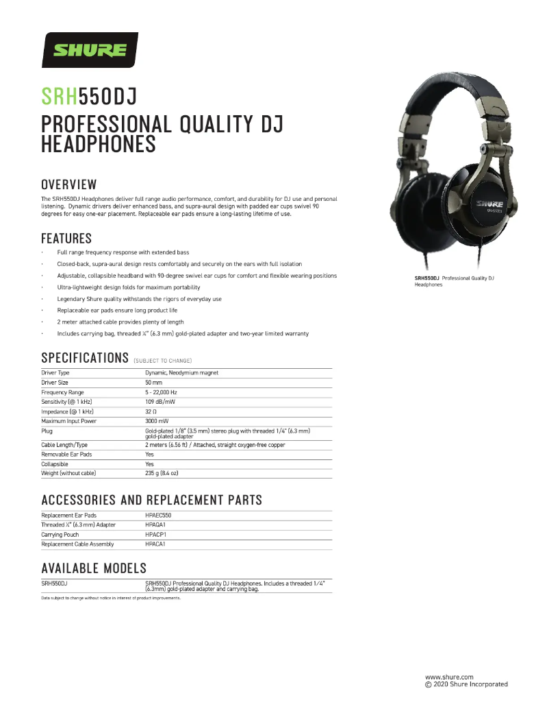 Imagen de la primera página del manual del dispositivo SRH550DJ