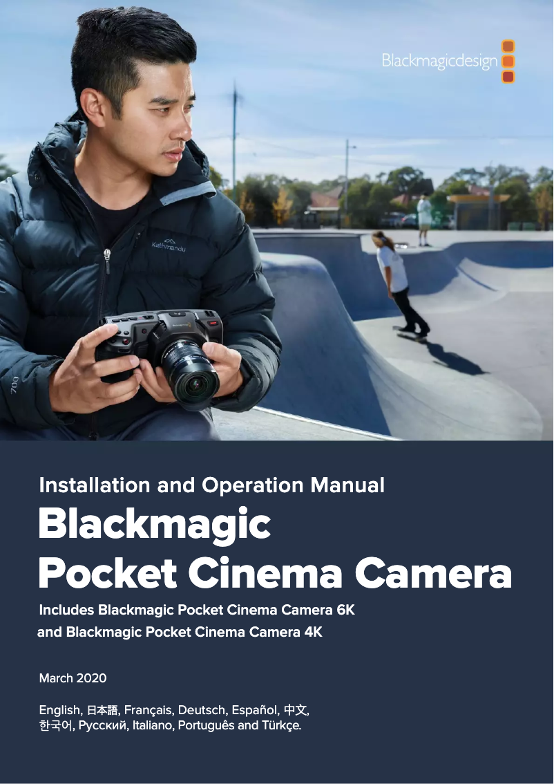 Imagen de la primera página del manual del dispositivo Pocket Cinema Camera 4K