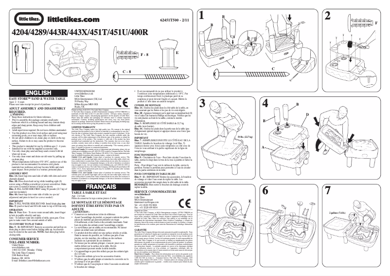 Imagen de la primera página del manual del dispositivo Easy Store Sand & Water Table