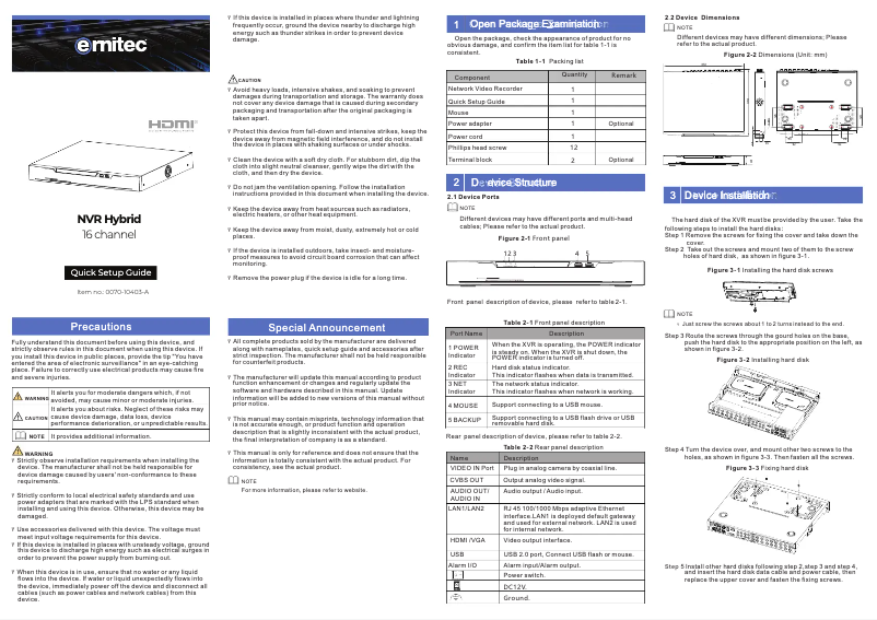 Imagen de la primera página del manual del dispositivo NVR Hybrid