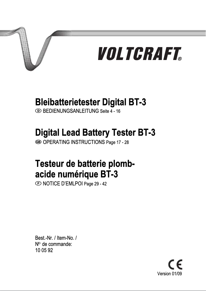 Página 1 del manual Manual de usuario Voltcraft BT-3