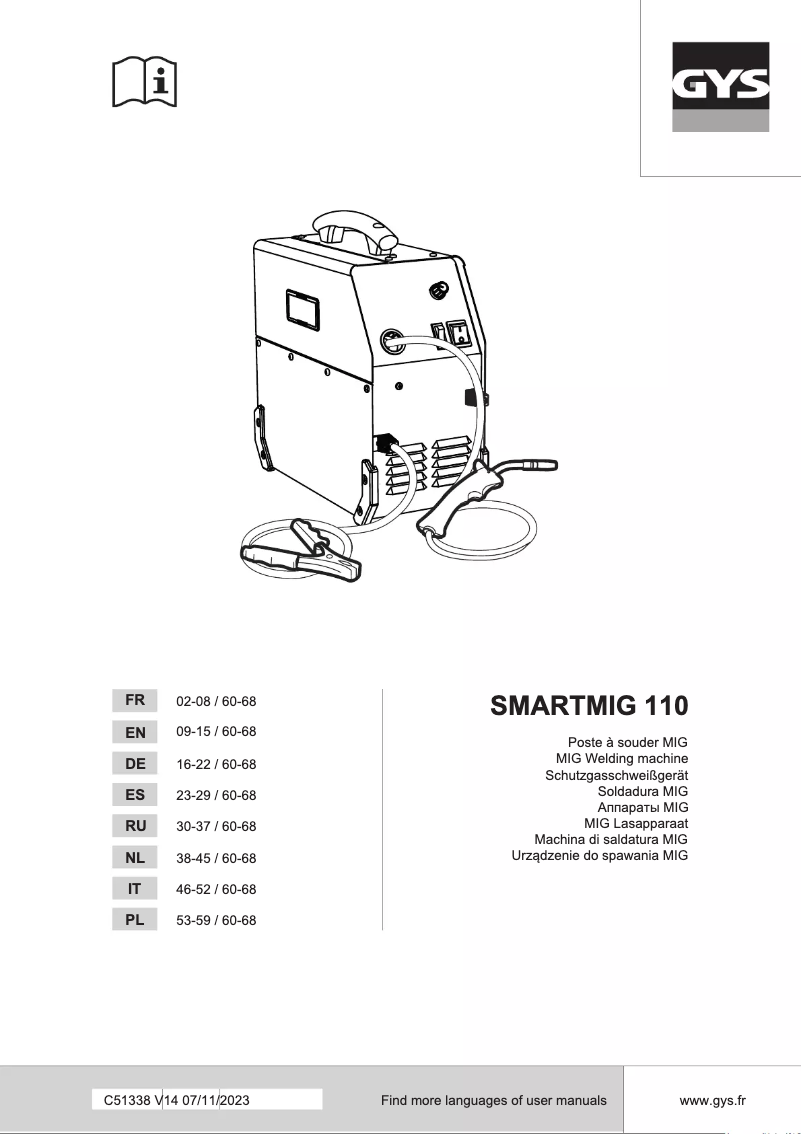 Página nº 1 - Manual de usuario GYS Smartmig 110