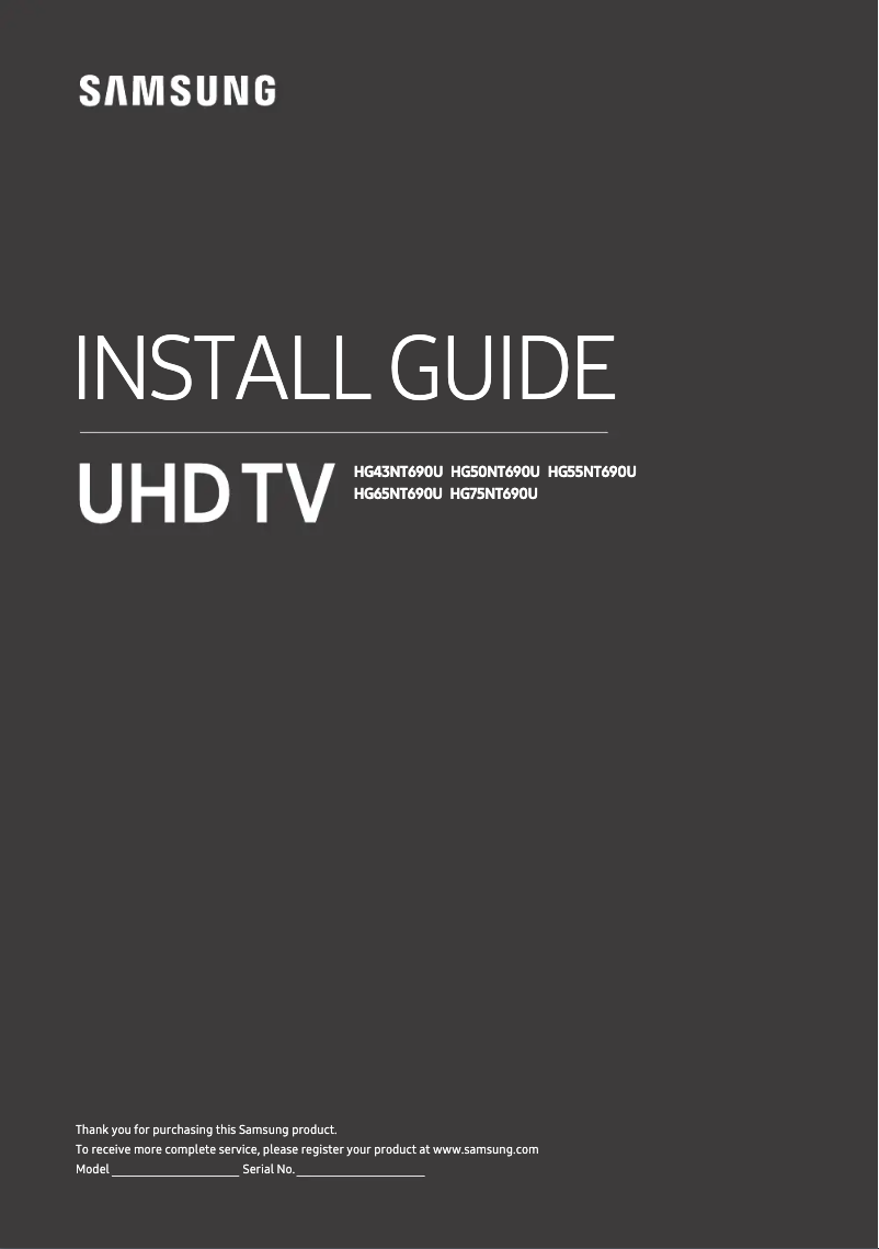 Página 1 del manual Guía de instalación Samsung HG43NT690UF