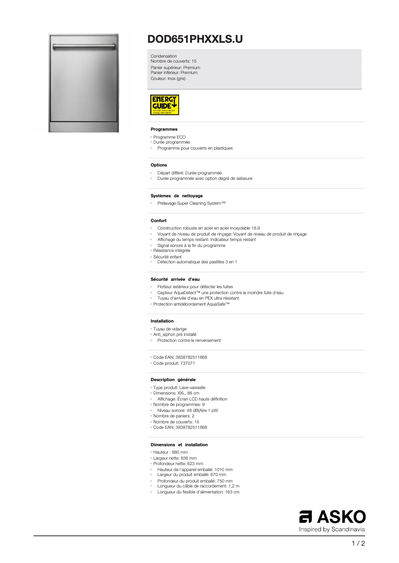 Imagen de la primera página del manual del dispositivo DOD651PHXXLS.U