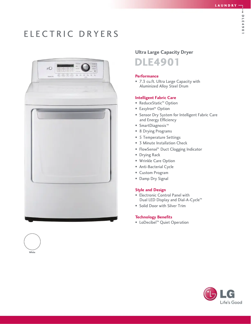 Imagen de la primera página del manual del dispositivo DLE4901W