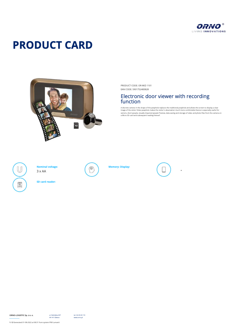 Imagen de la primera página del manual del dispositivo OR-WIZ-1101