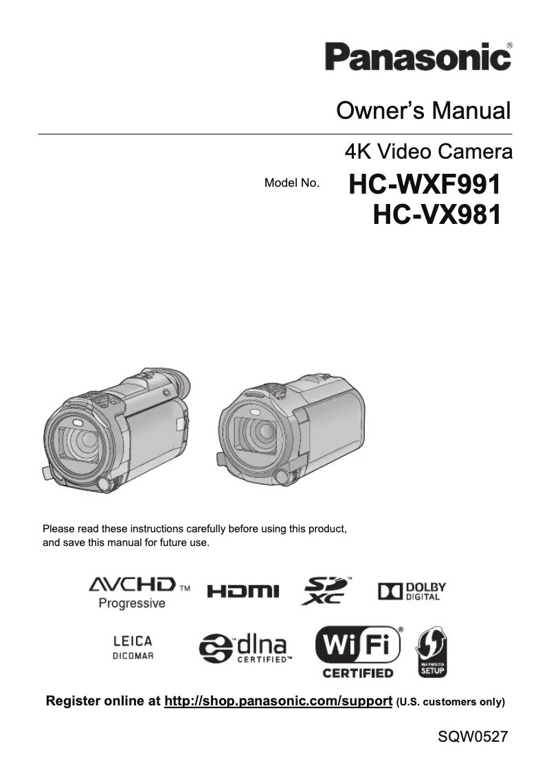 Imagen de la primera página del manual del dispositivo HC-WXF991