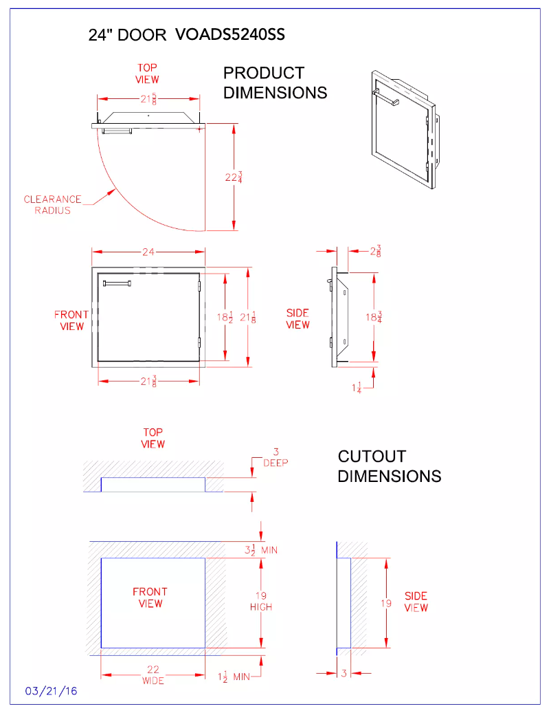 Página 1 del manual Ficha técnica Viking VOADS5241SS