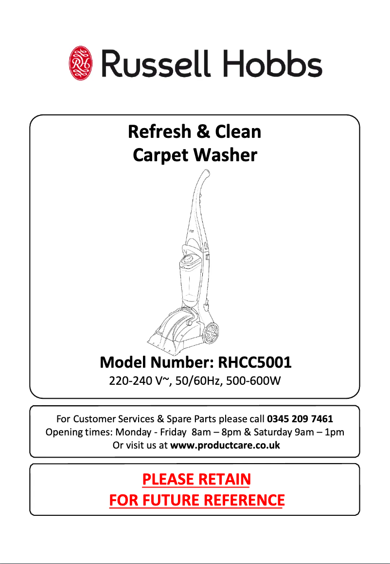 Página 1 del manual Manual de usuario Russell Hobbs Refresh & Clean RHCC5001