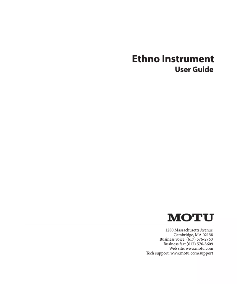 Página 1 del manual Manual de usuario Motu Ethno Instrument 2