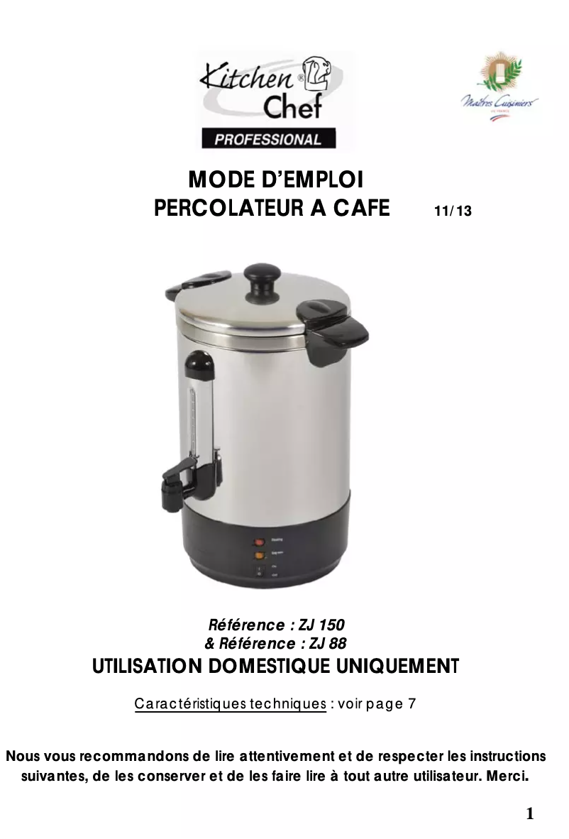 Página 1 del manual Manual de usuario Kitchen Chef ZJ88