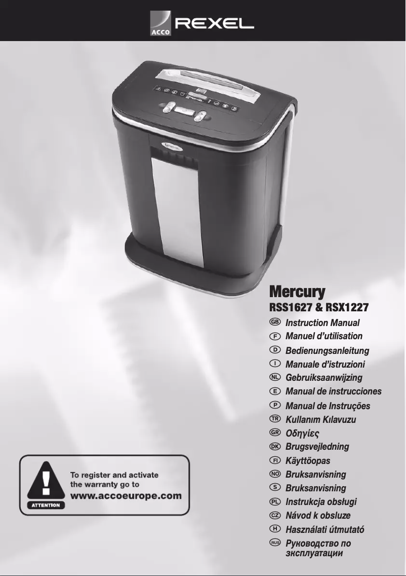 Imagen de la primera página del manual del dispositivo Mercury RSS1627