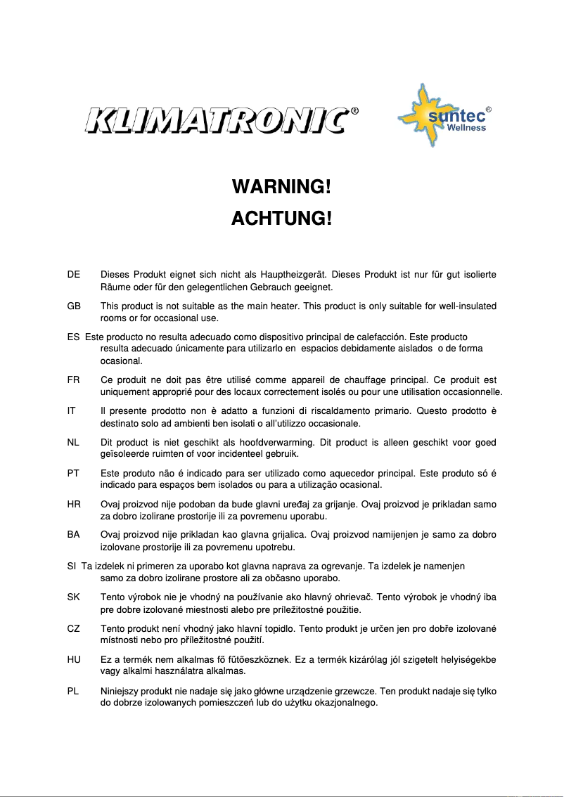 Página 1 del manual Manual de usuario Suntec Heat Safe 2500