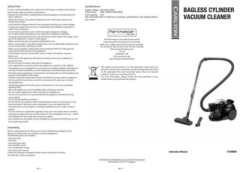 Imagen de la primera página del manual del dispositivo C16VB09