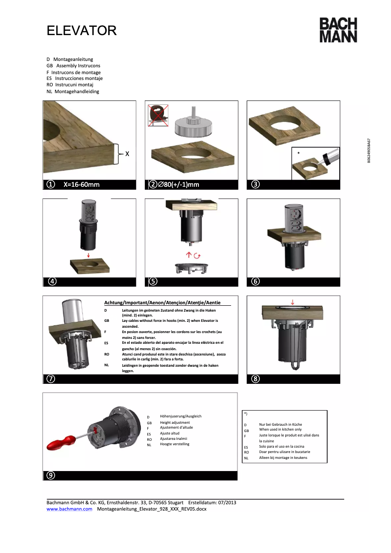 Página 1 del manual Manual de usuario Bachmann ELEVATOR