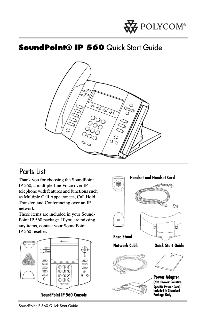 Imagen de la primera página del manual del dispositivo SoundPoint IP 560