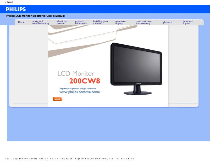 Imagen de la primera página del manual del dispositivo 200CW8FB