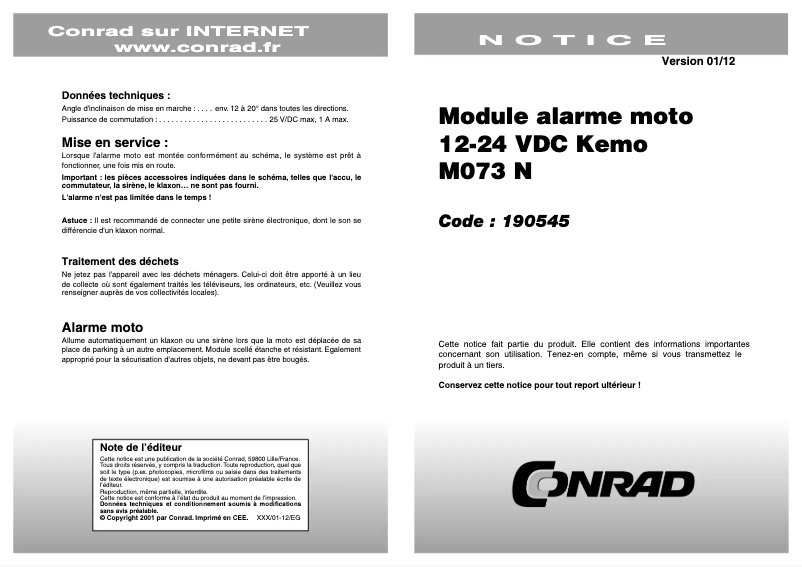 Imagen de la primera página del manual del dispositivo M073N