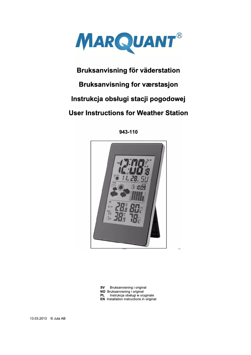 Página 1 del manual Manual de usuario Marquant 943-110