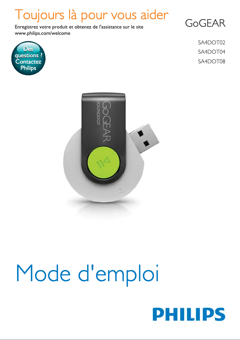 Imagen de la primera página del manual del dispositivo GoGear SA4DOT04WN