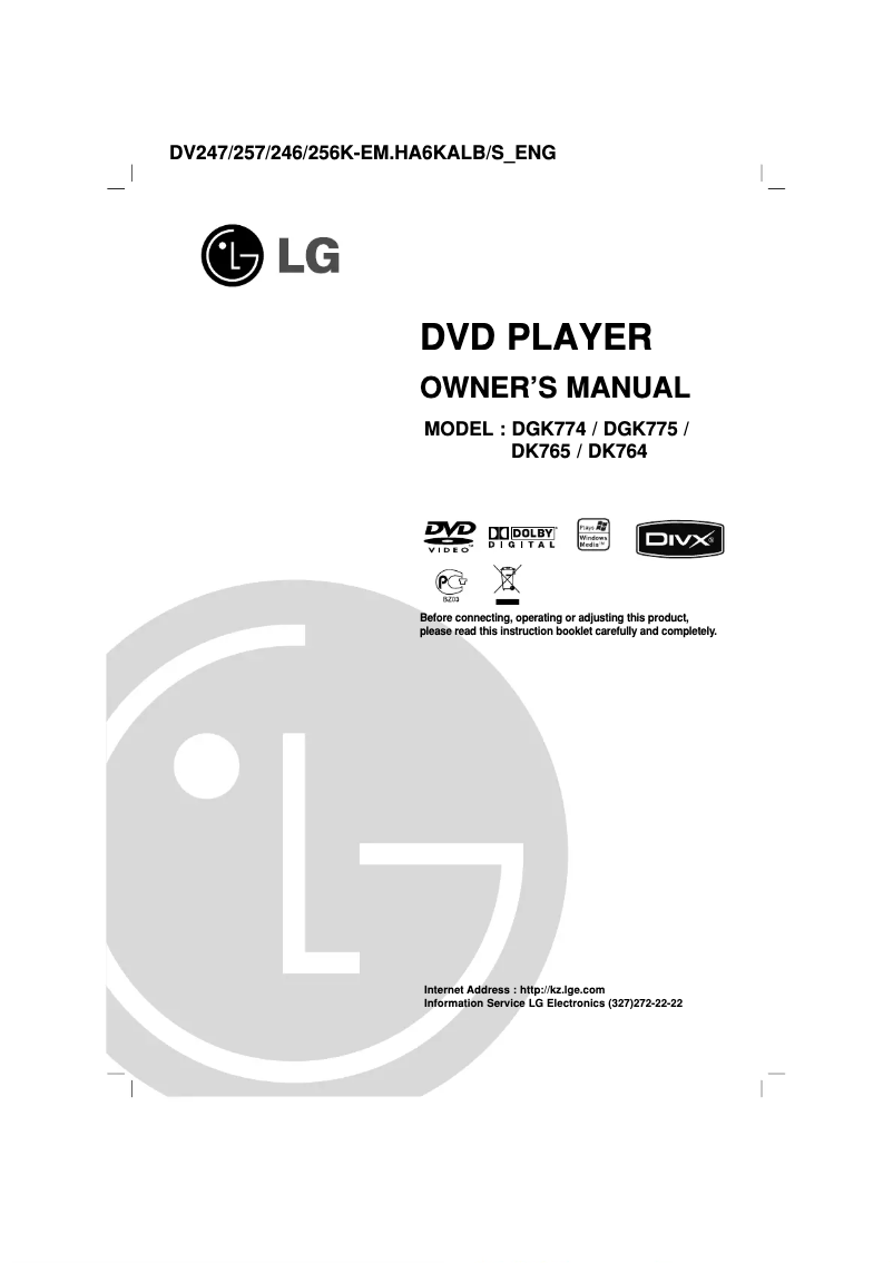 Página 1 del manual Manual de usuario LG DGK774