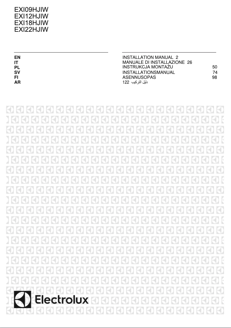 Página 1 del manual Guía de instalación Electrolux EXI09HJIWI