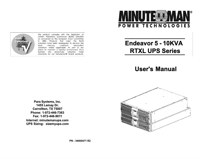 Página 1 del manual Manual de usuario Minuteman ED10000RTXL5TF
