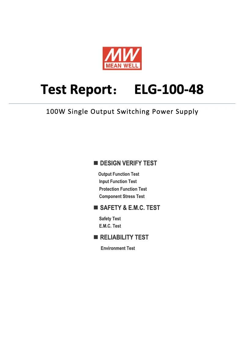 Página 1 del manual Ficha técnica Mean Well ELG-100-48