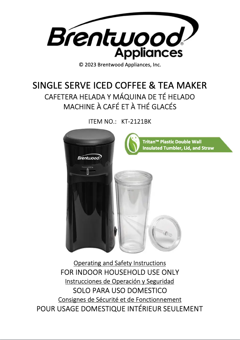 Página 1 del manual Manual de usuario Brentwood KT-2121BK