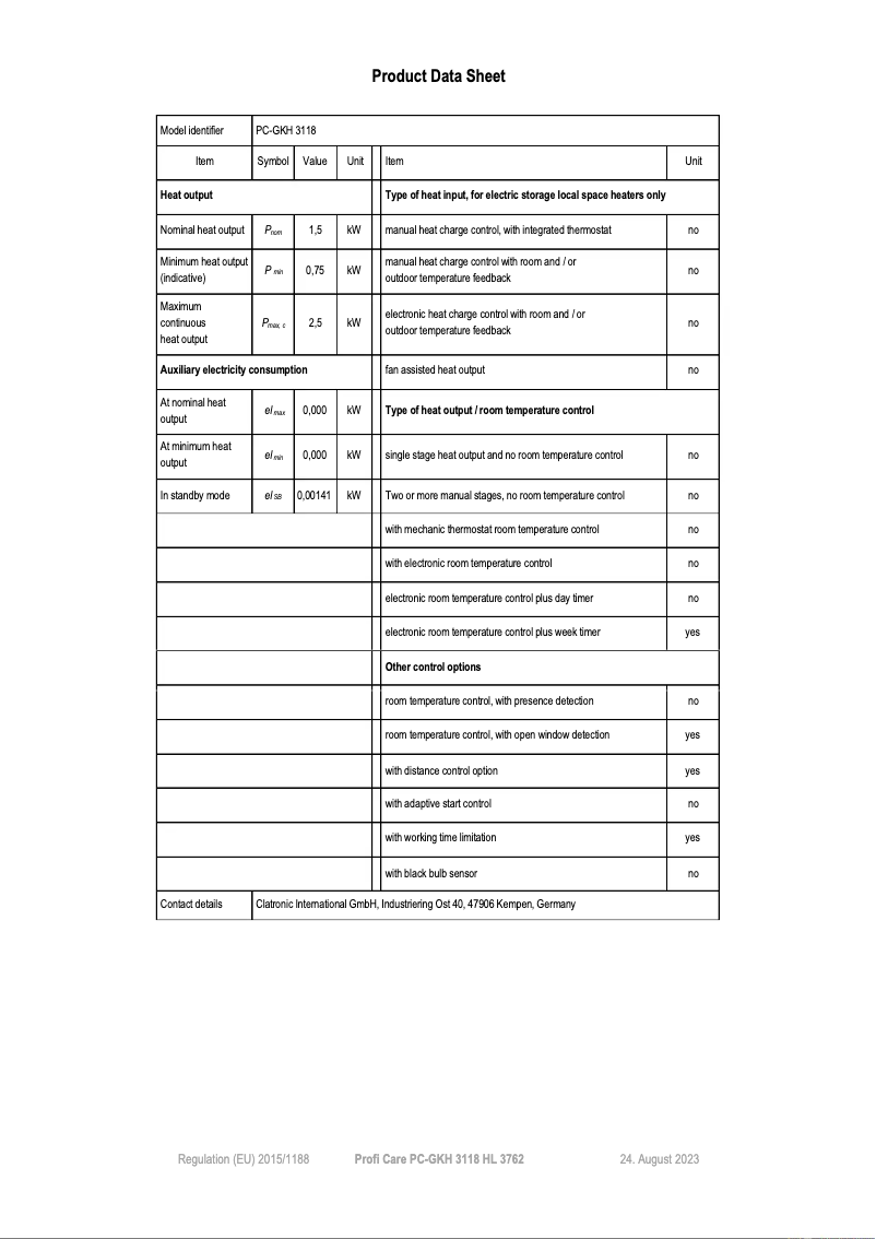 Imagen de la primera página del manual del dispositivo PC-GKH 3118
