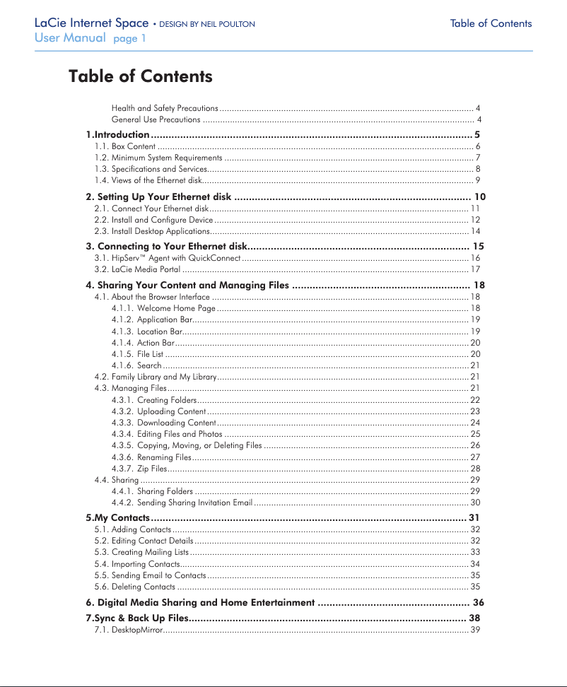 Página nº 1 - Manual de usuario LaCie Internet Space