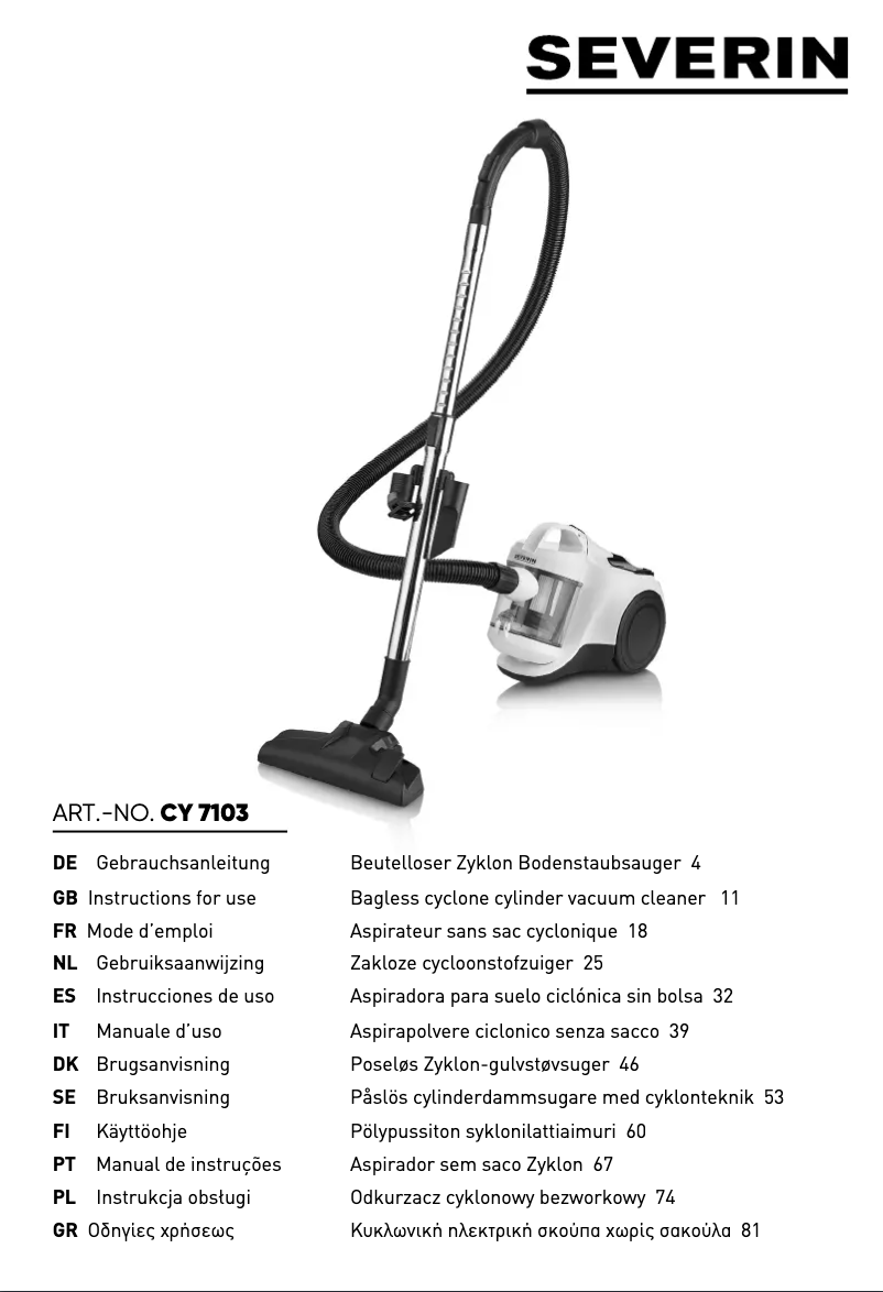 Imagen de la primera página del manual del dispositivo CY 7103