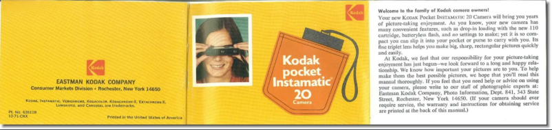 Imagen de la primera página del manual del dispositivo Pocket Instamatic 20