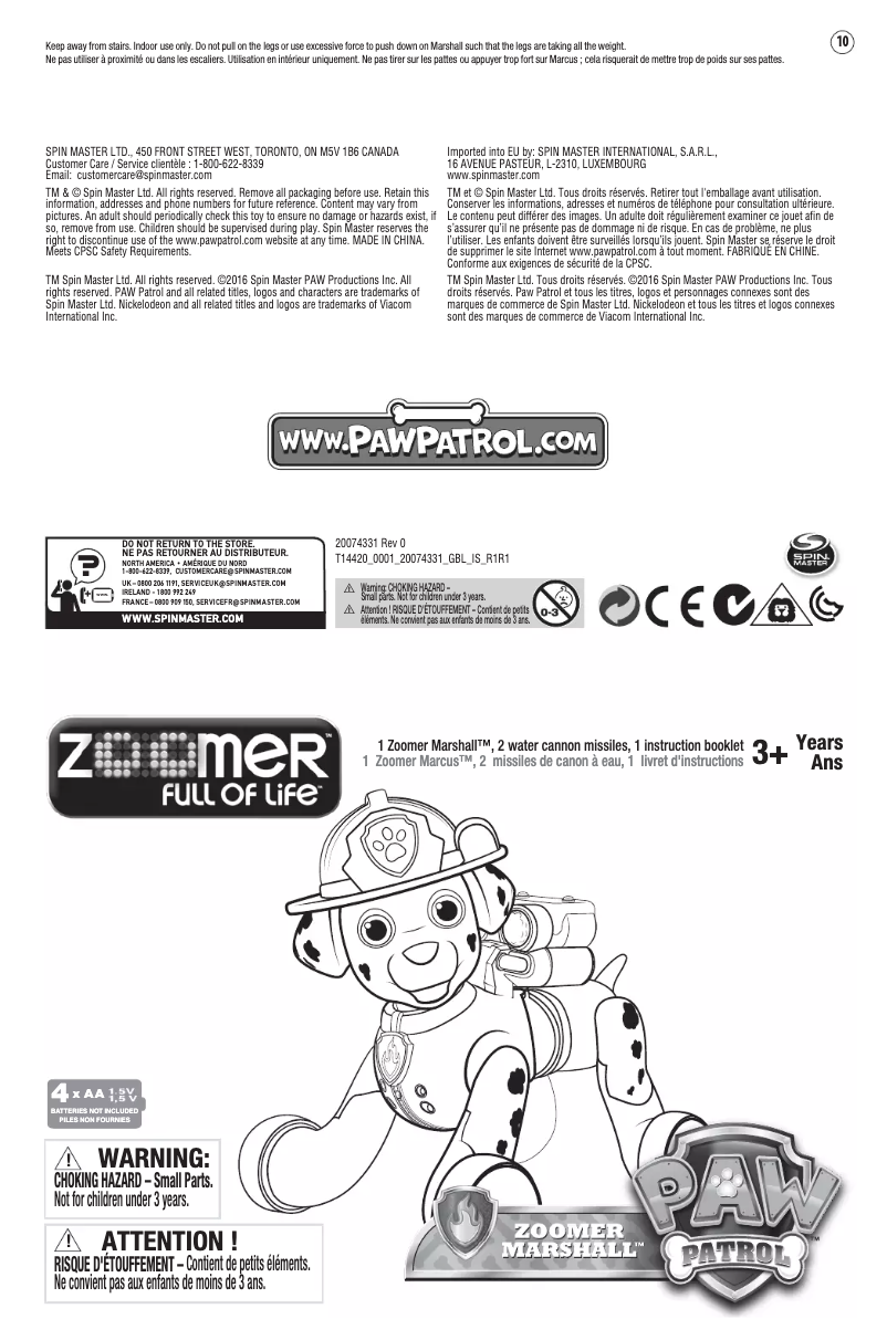 Imagen de la primera página del manual del dispositivo PAW Patrol Zoomer Marshall