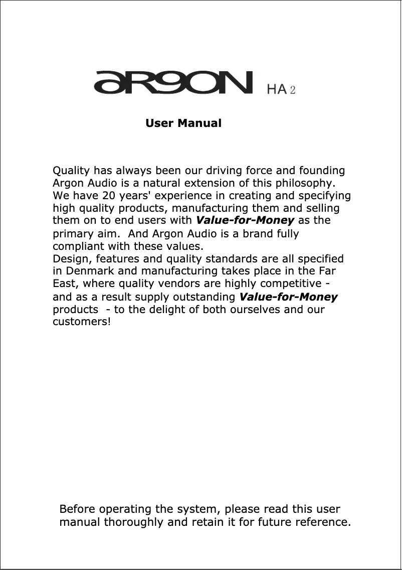Página nº 1 - Manual de usuario Argon HA2