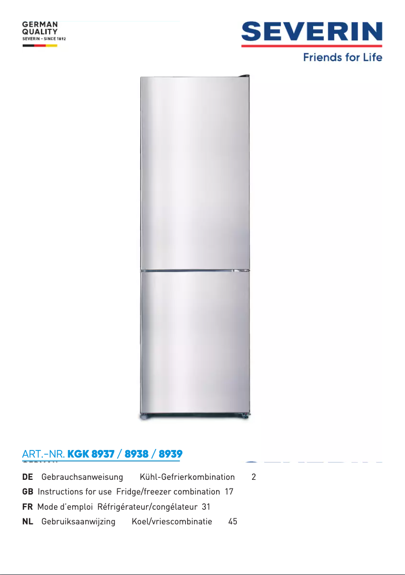 Imagen de la primera página del manual del dispositivo KGK 8937