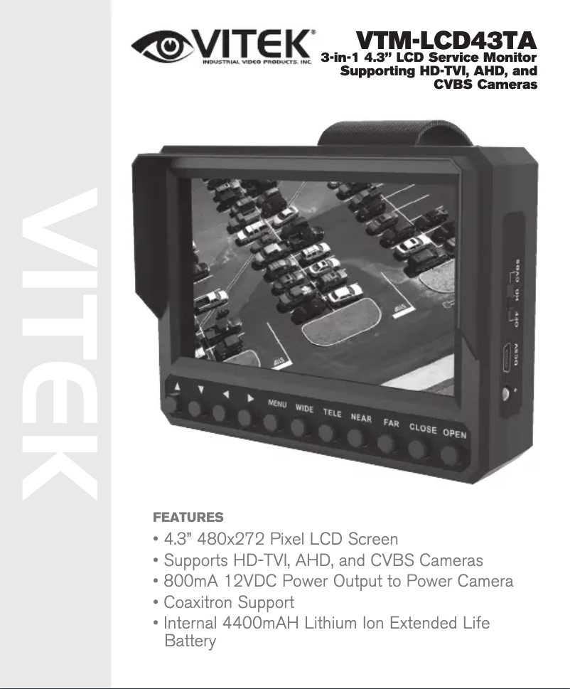 Imagen de la primera página del manual del dispositivo VTM-LCD43TA