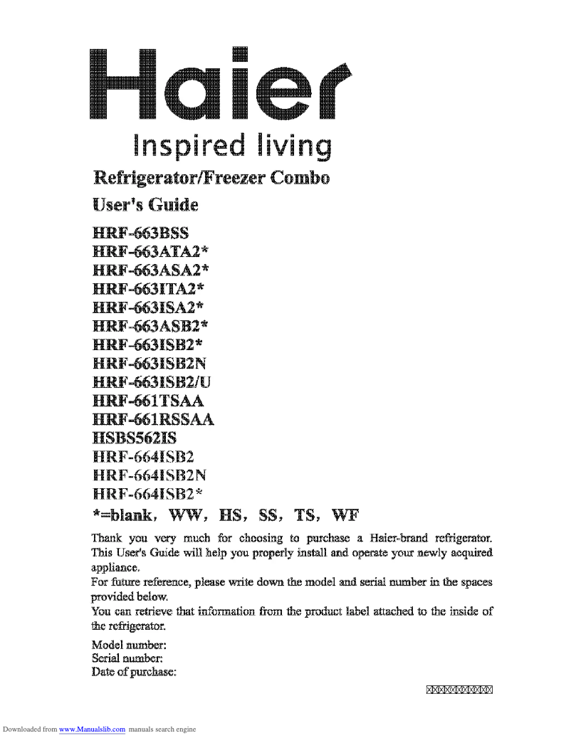 Página 1 del manual Manual de usuario Haier HRF-664ISB2