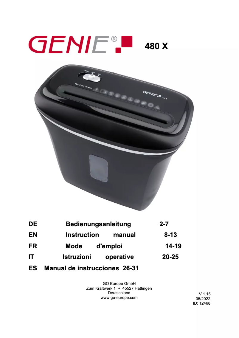 Página 1 del manual Manual de usuario Genie 480 X