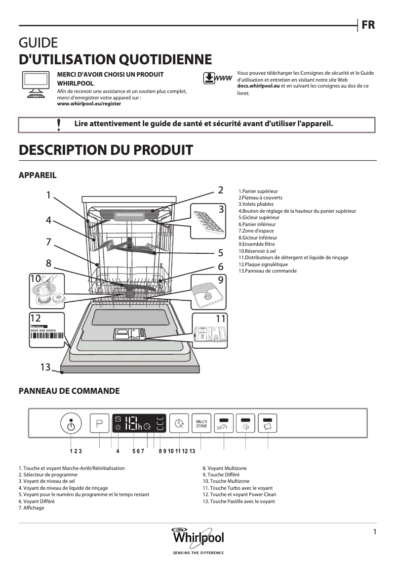Página 1 del manual Manual de instrucciones Whirlpool WIO 3O33 DEL