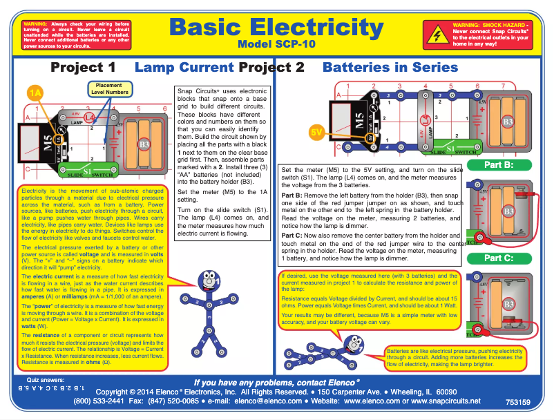 Imagen de la primera página del manual del dispositivo Basic Electricity SCP-10