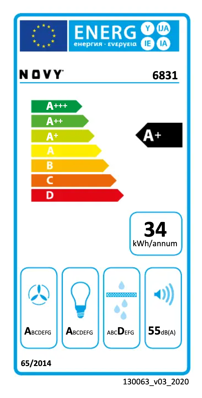 Página 1 del manual Etiqueta energética Novy Pureline 6831
