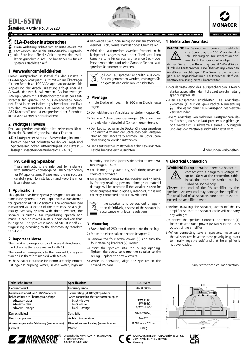 Imagen de la primera página del manual del dispositivo EDL-65TW