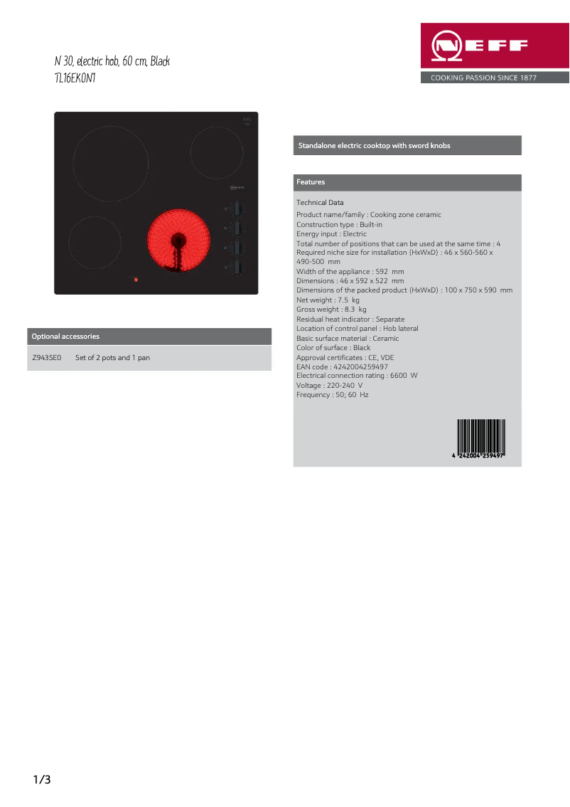 Imagen de la primera página del manual del dispositivo TL16EK0N1