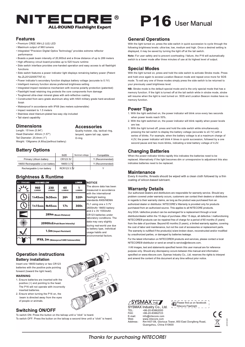 Imagen de la primera página del manual del dispositivo P16