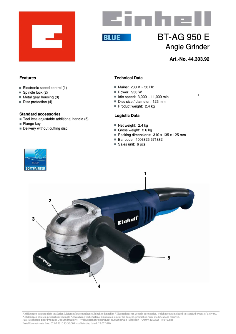 Imagen de la primera página del manual del dispositivo BT-AG 950 E