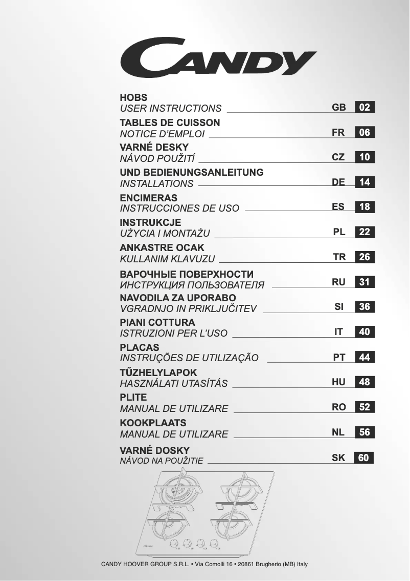 Página 1 del manual Manual de usuario Candy CVG6BR4WPW