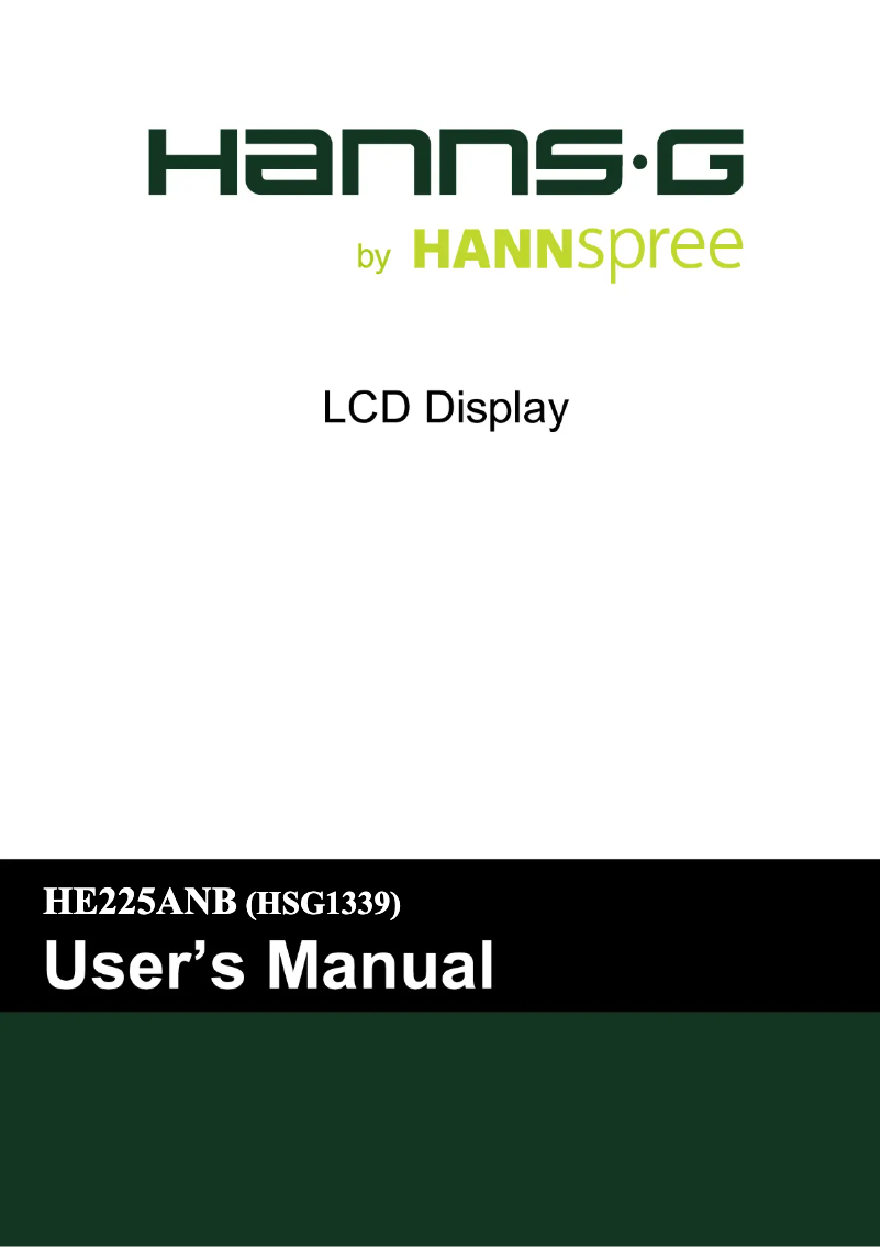 Página 1 del manual Manual de usuario Hannspree Hanns.G HE 225 ANB