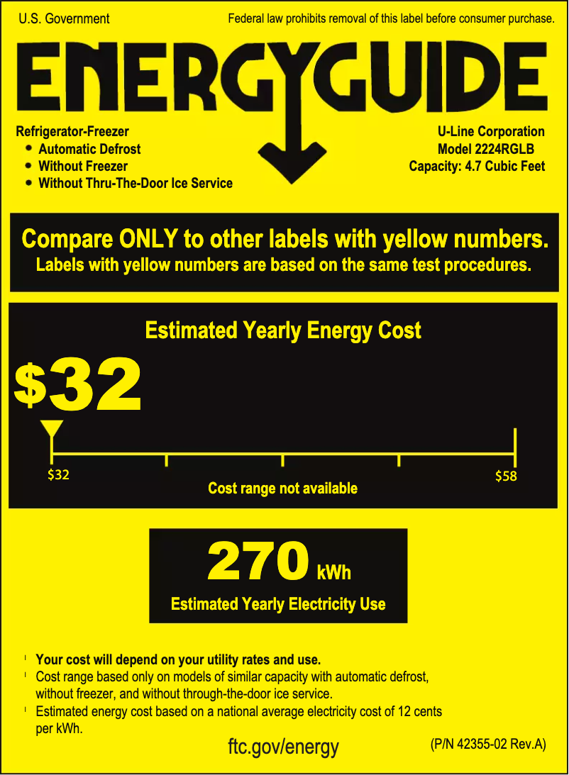 Página 1 del manual Etiqueta energética U-Line U-2224RGLINT-00B