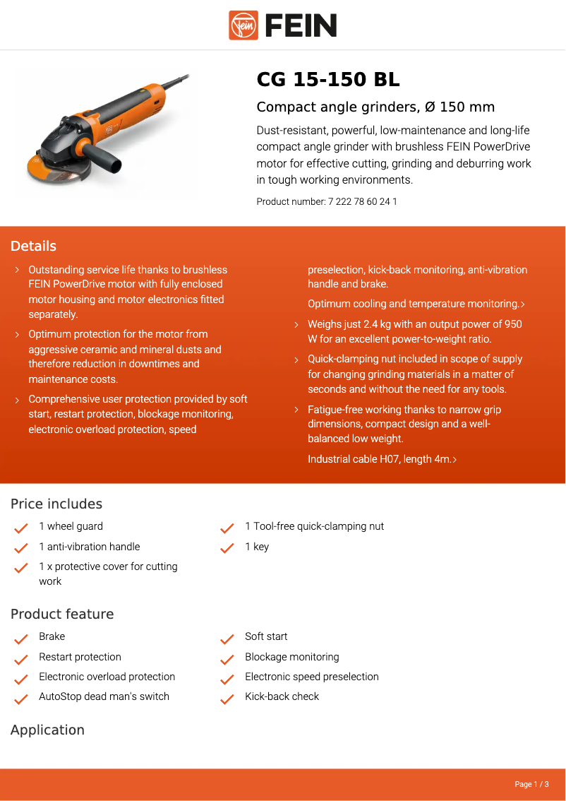 Imagen de la primera página del manual del dispositivo CG 15-150 BL